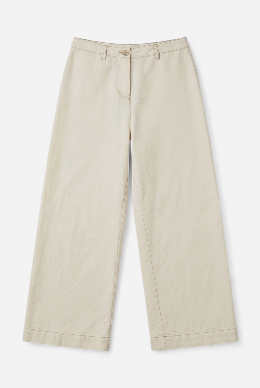 Beige wide-leg trousers