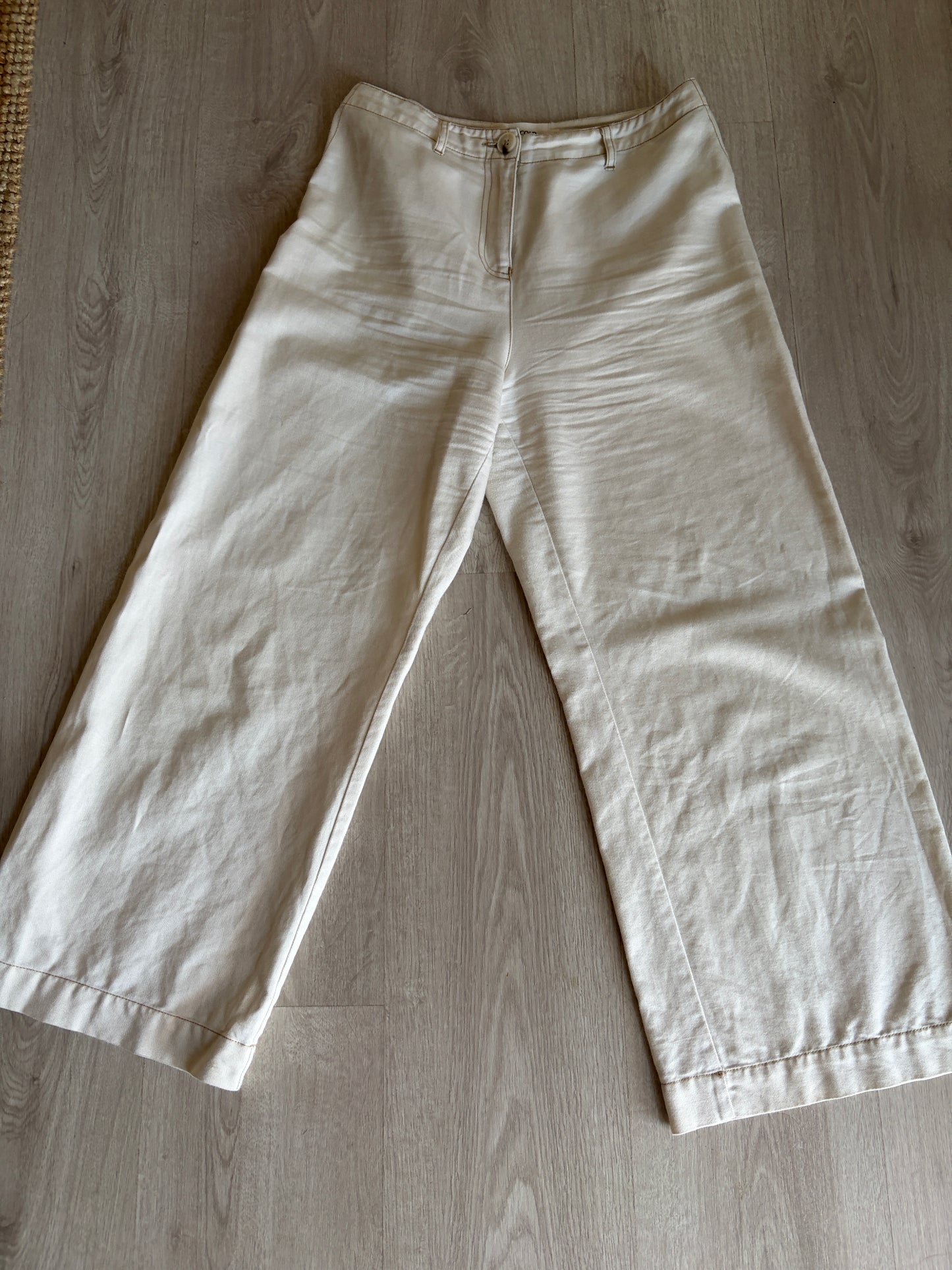Beige wide-leg trousers