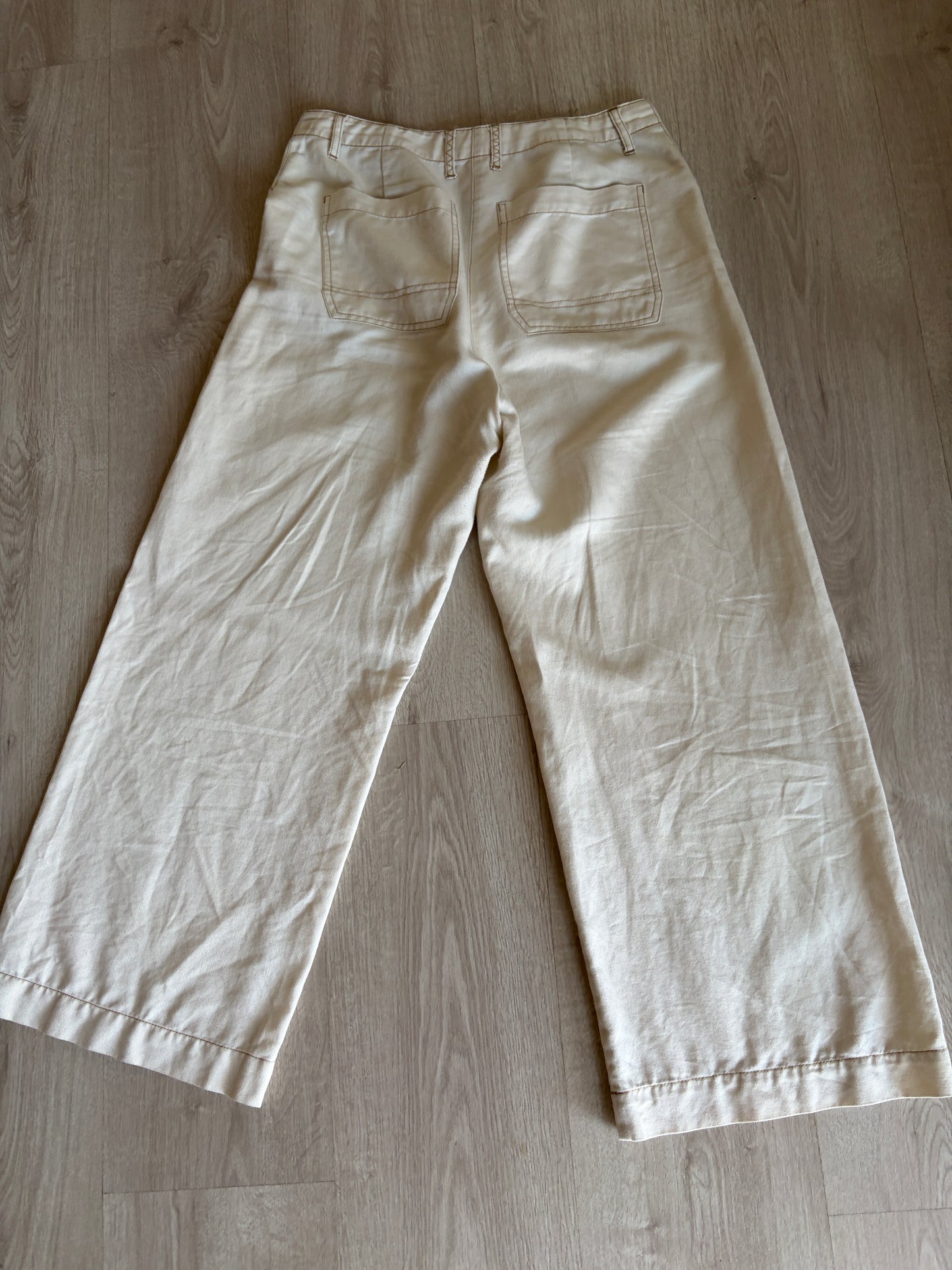 Beige wide-leg trousers