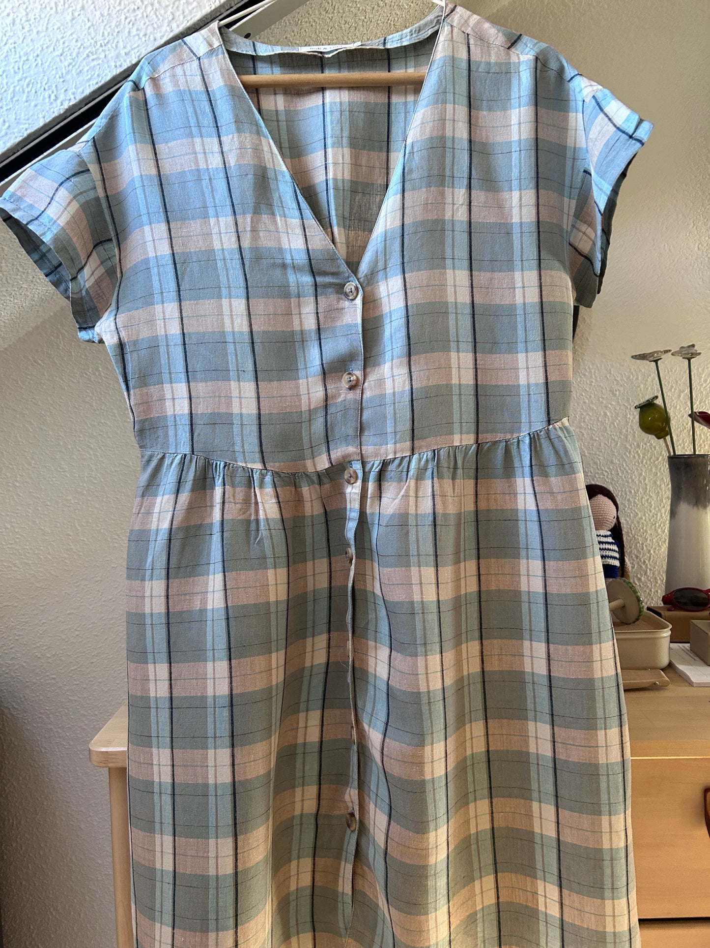Robe à carreaux bleus