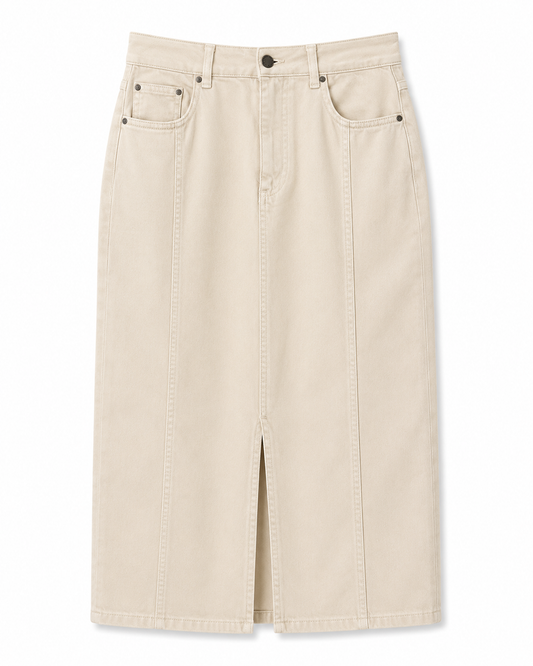 Jupe midi style denim beige