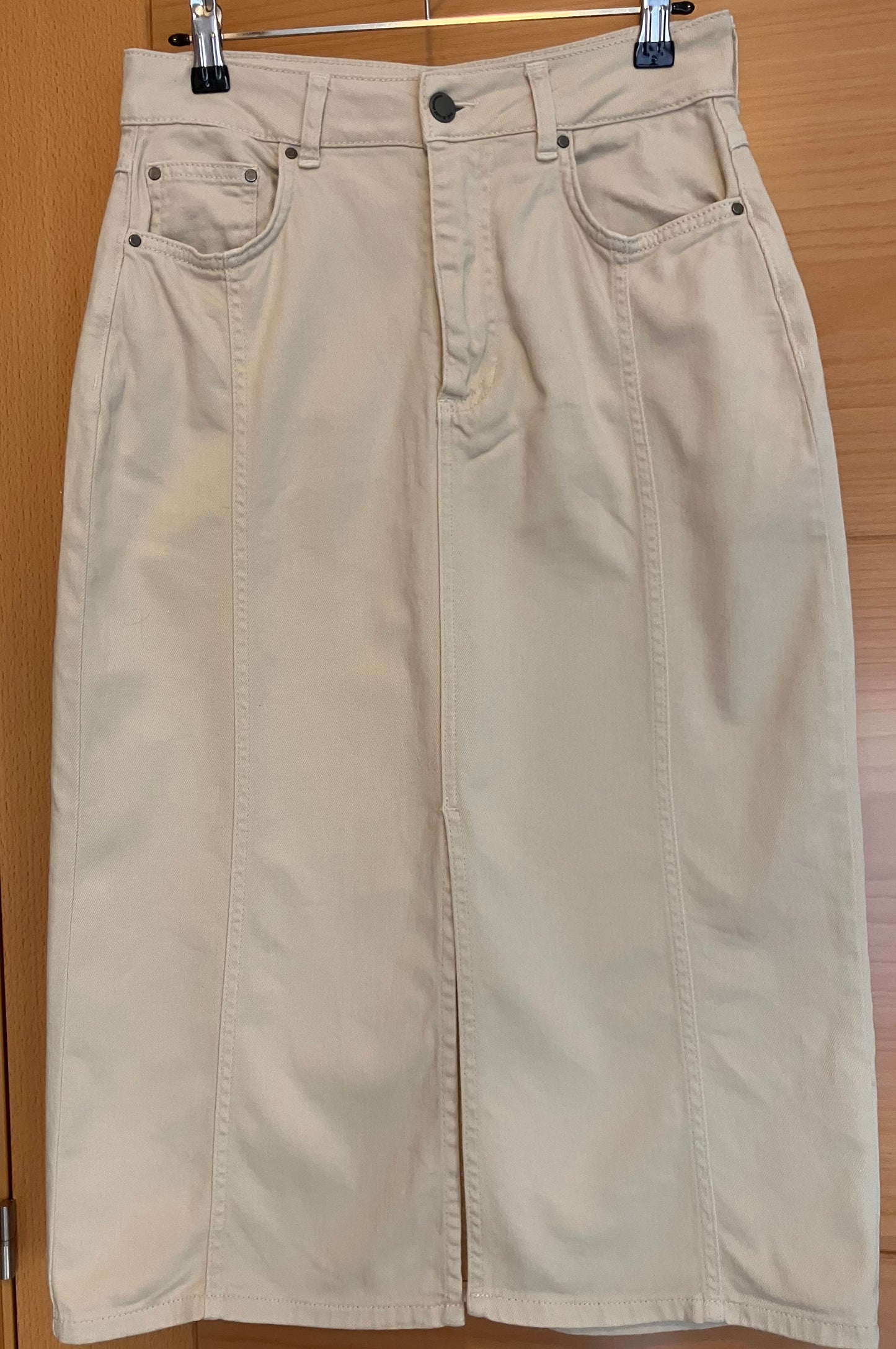 Jupe midi style denim beige