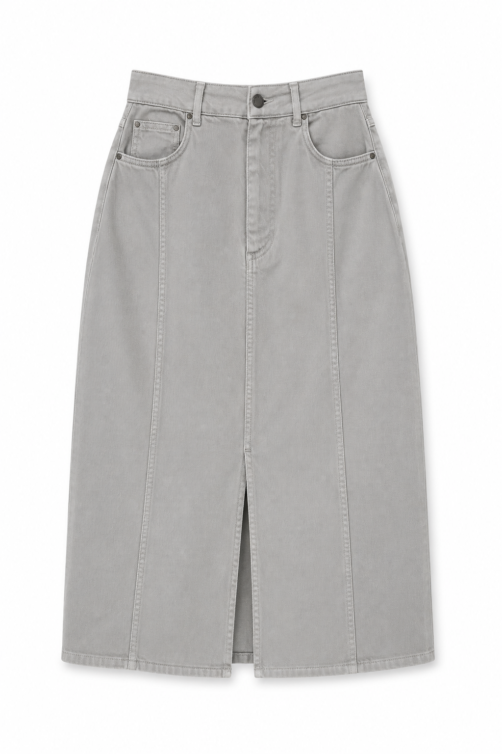 Green midi denim-cut skirt
