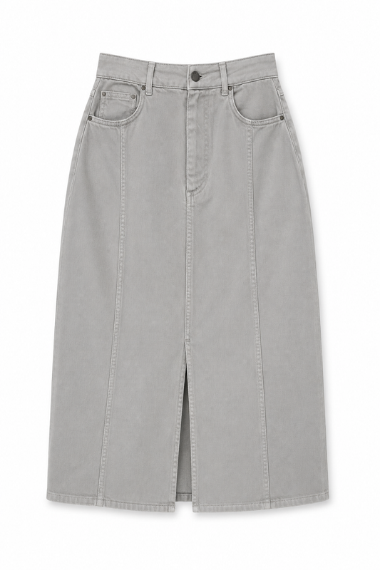 Jupe midi verte coupe denim