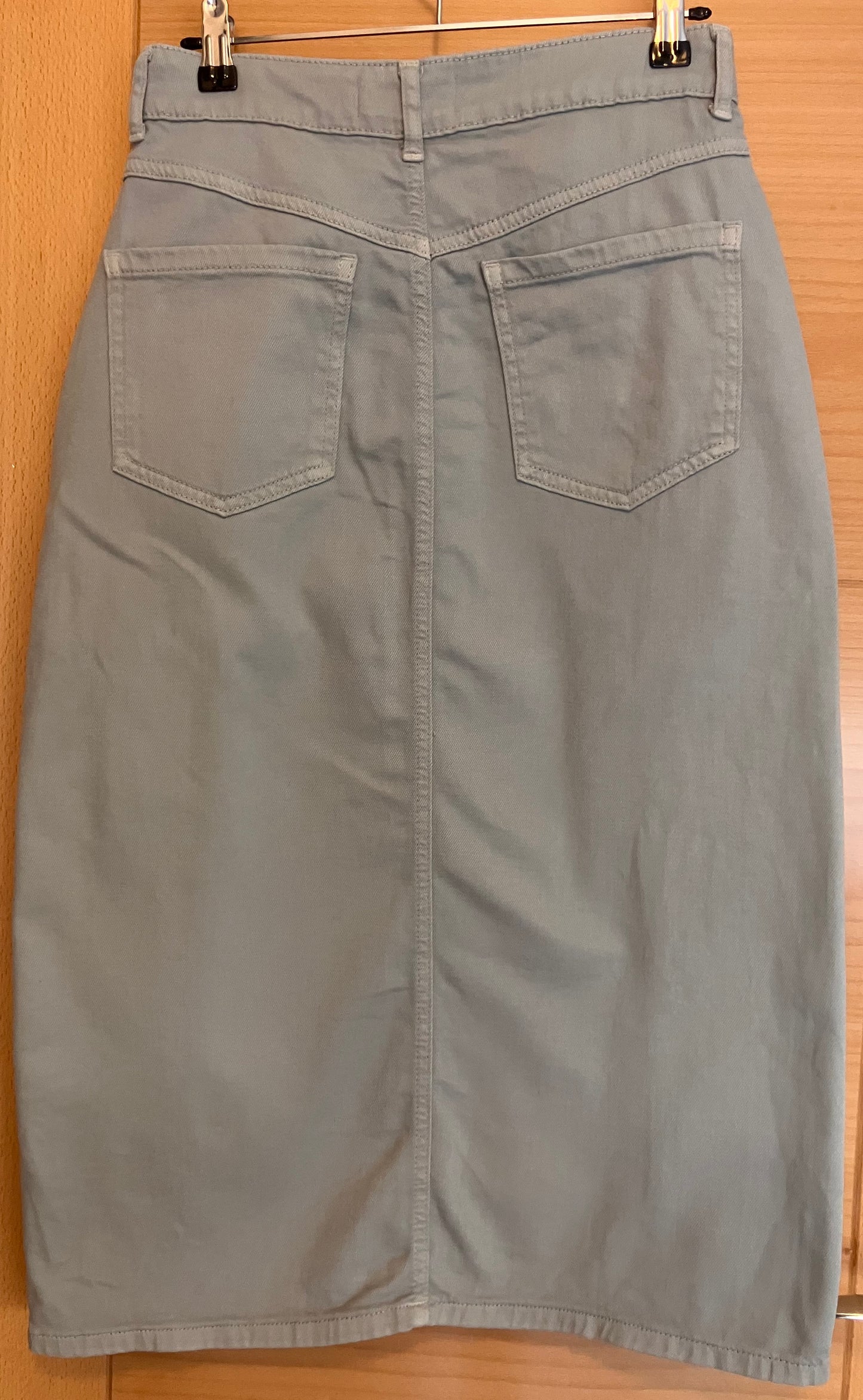 Green midi denim-cut skirt