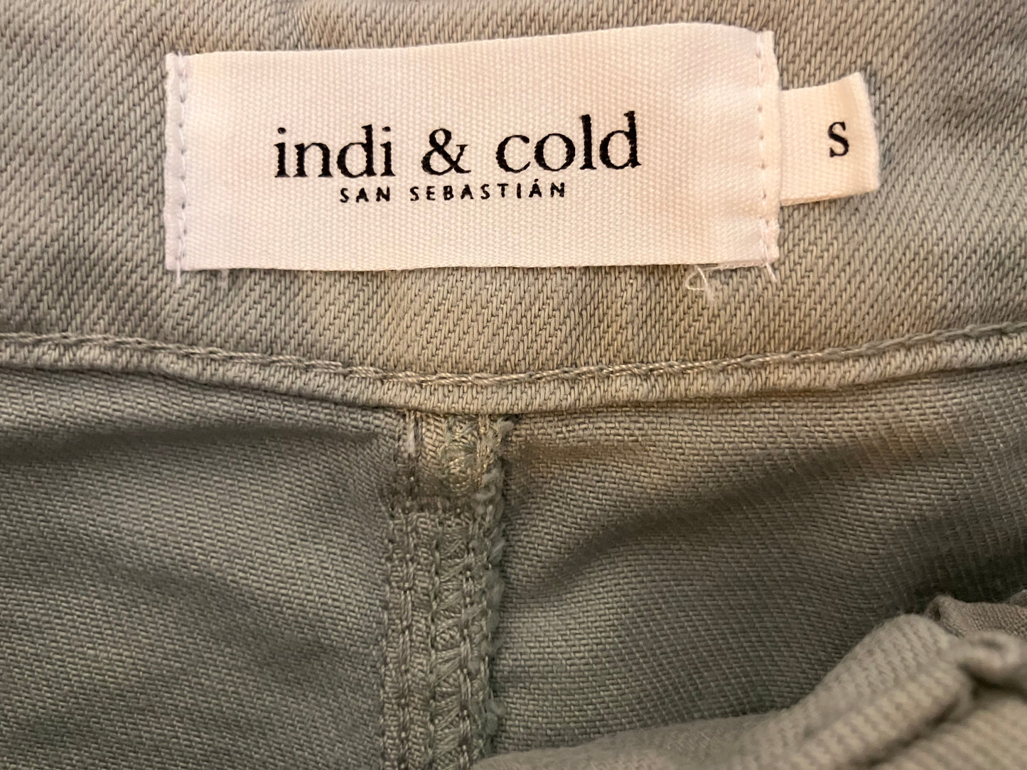 Green midi denim-cut skirt