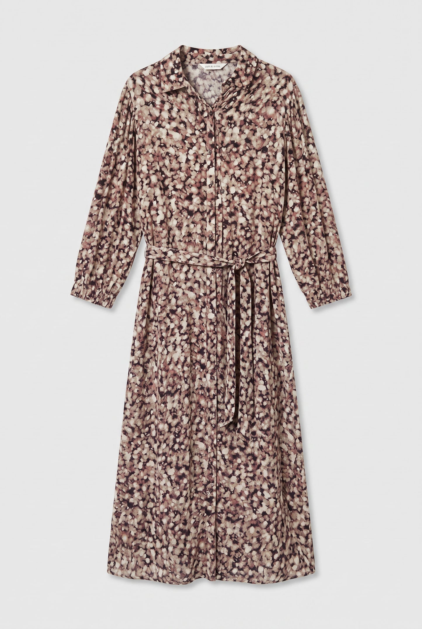Vestido largo estampado camisero con cinturón