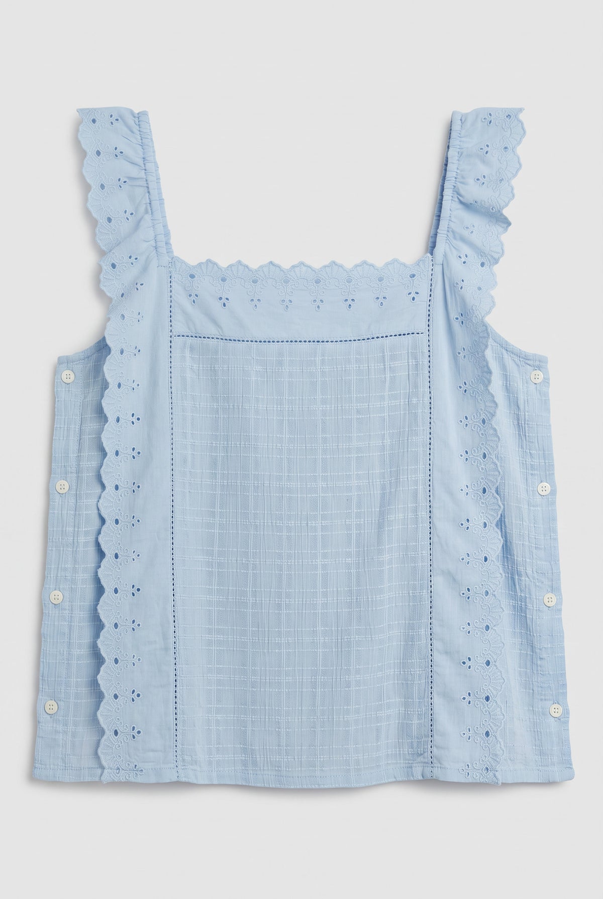 Blue strappy blouse with embroidery