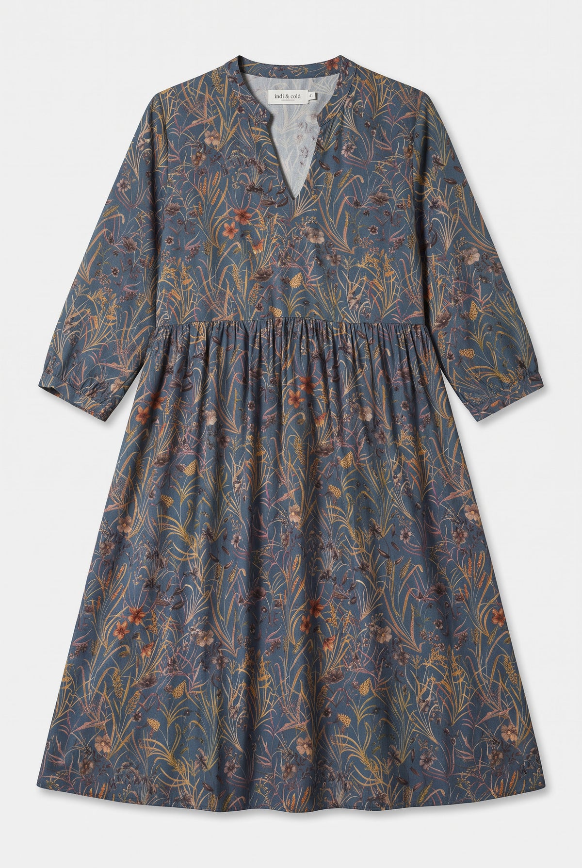 Vestido Azul con estampado floral