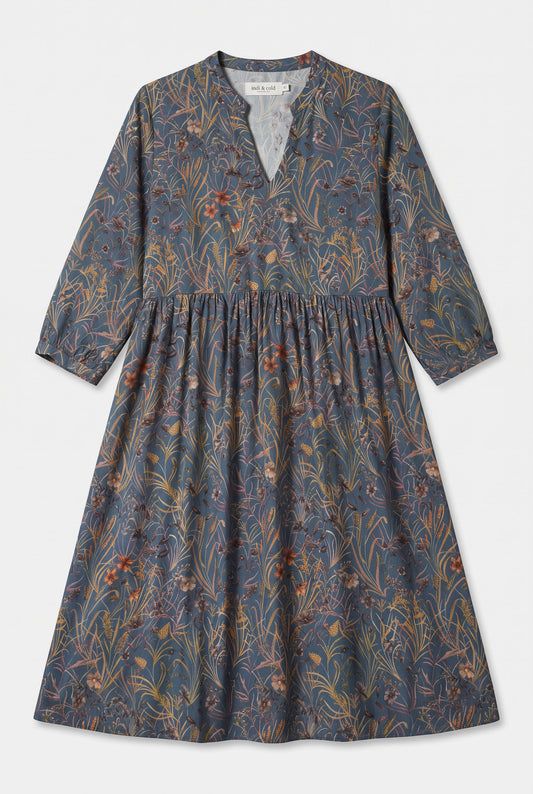 Vestido Azul con estampado floral