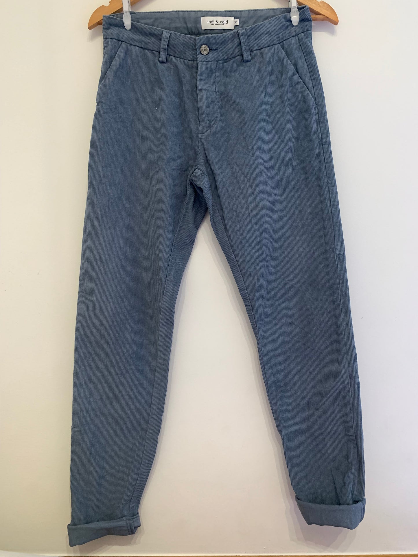 Light blue corduroy long trousers