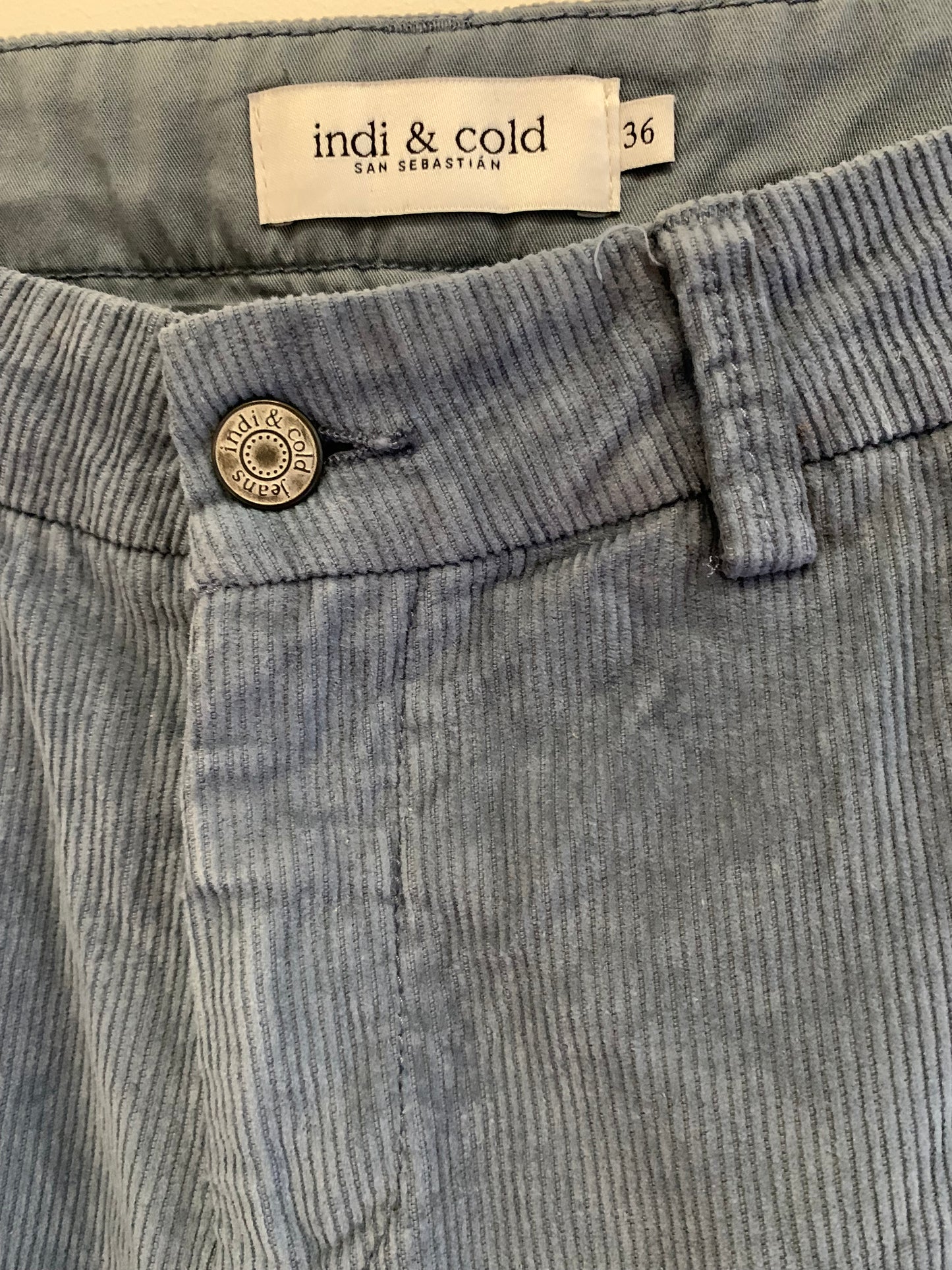 Light blue corduroy long trousers