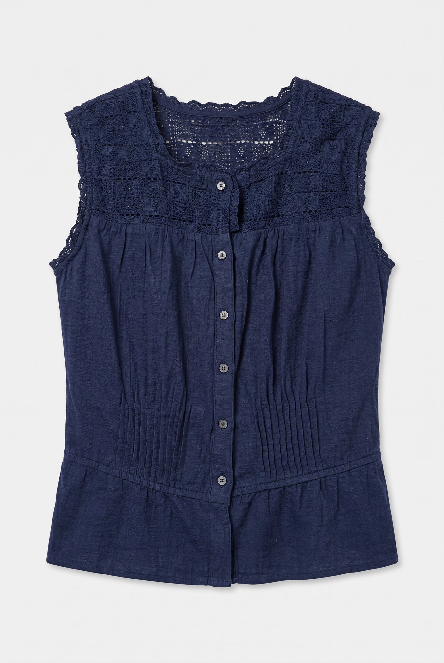 Blue top with crochet
