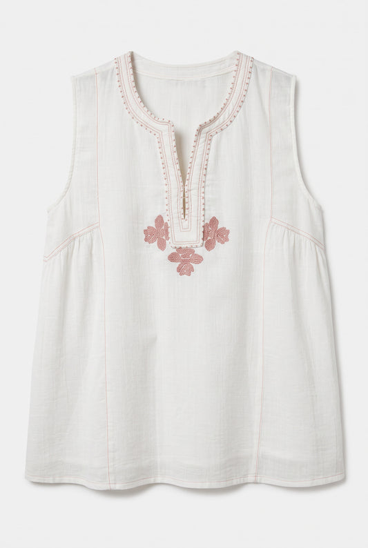 Top crema bordados, talla S