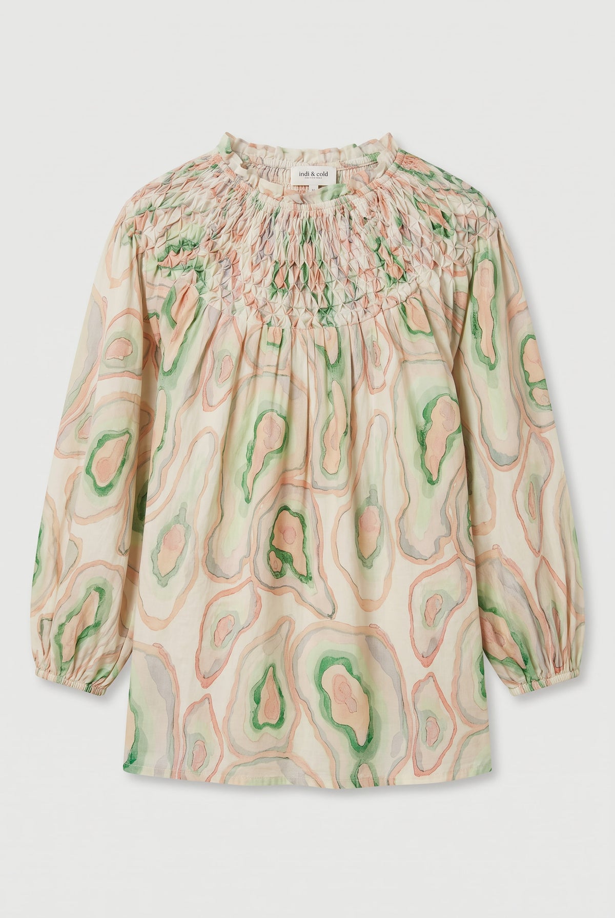 Blusa estampada con cuello engomado