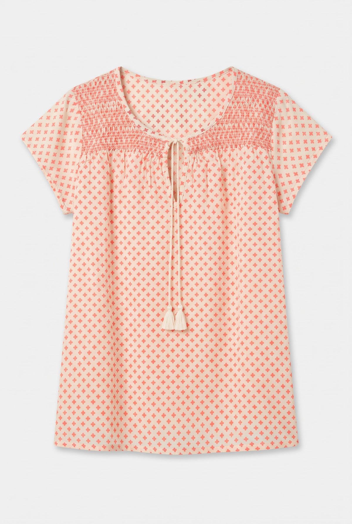Beige and orange blouse XS