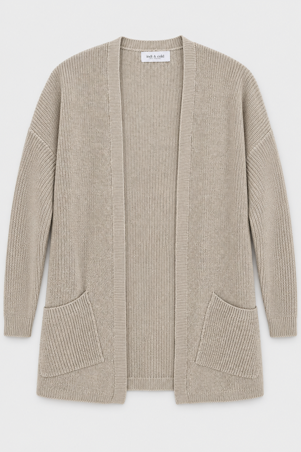 Chaqueta larga punto fino verano beige