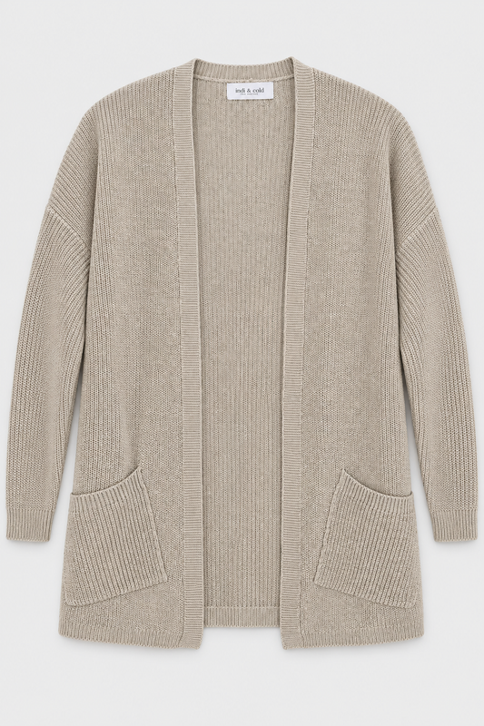Chaqueta larga punto fino verano beige
