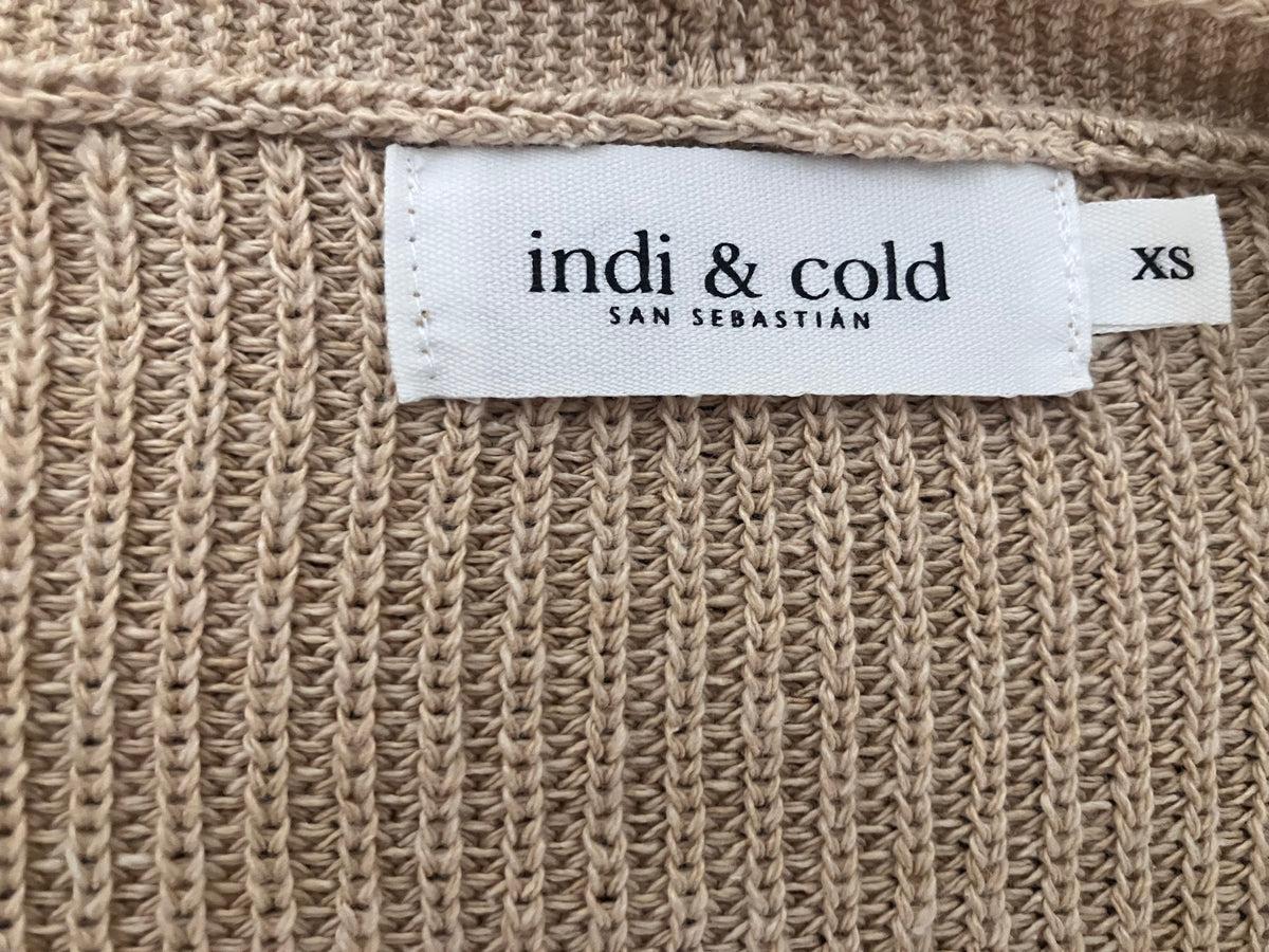 Chaqueta larga punto fino verano beige