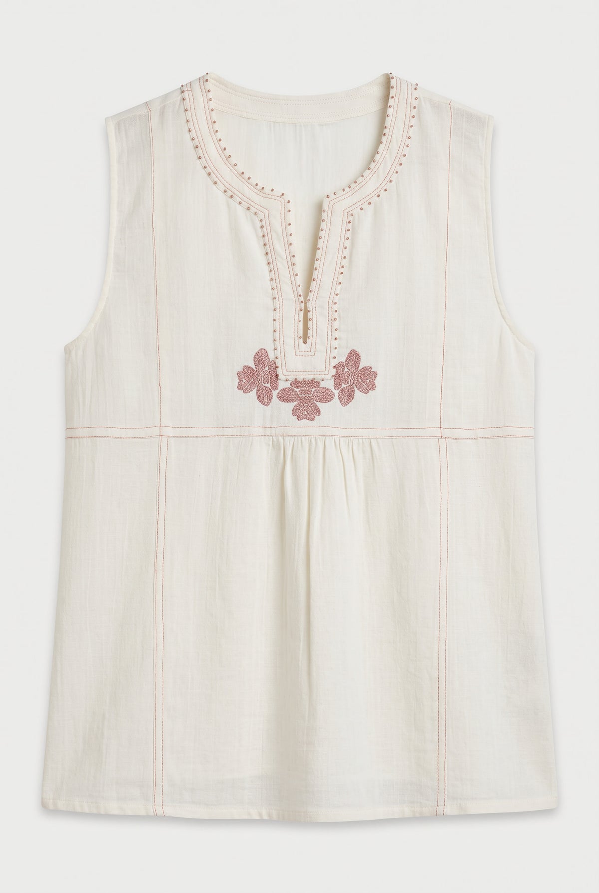 Top crema bordados, talla S