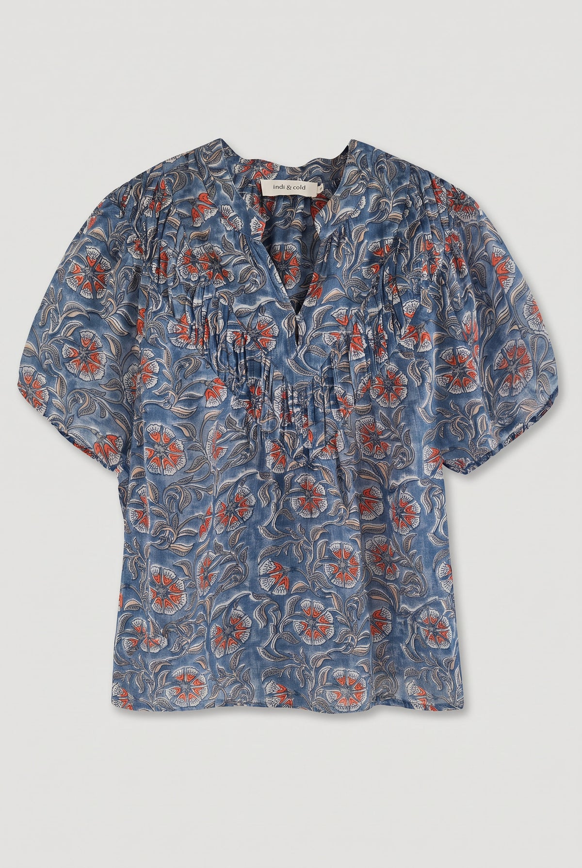 Chemise bleue à fleurs