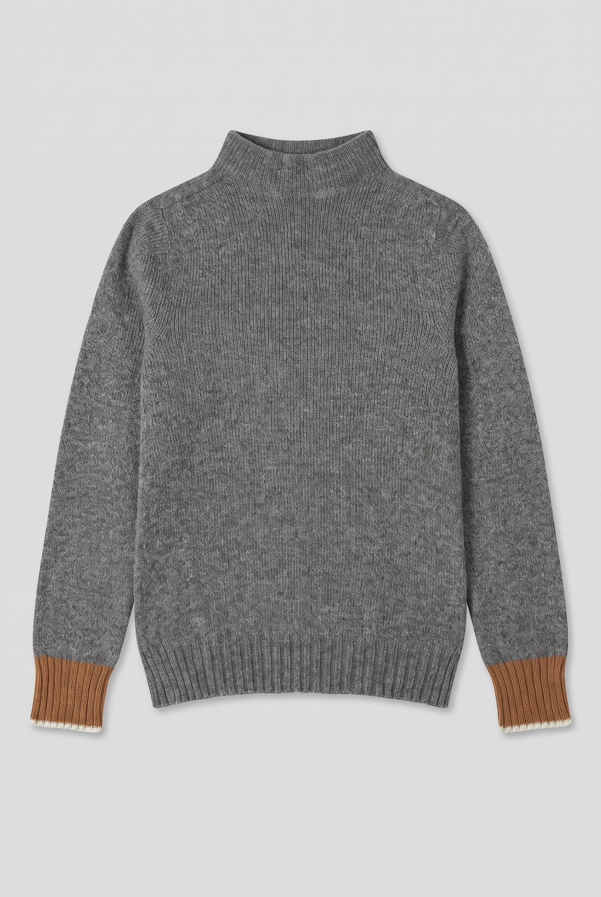 Pull en mohair gris avec poignets camel