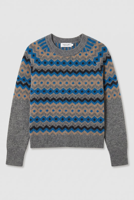 Jersey gris con cenefas de varios colores