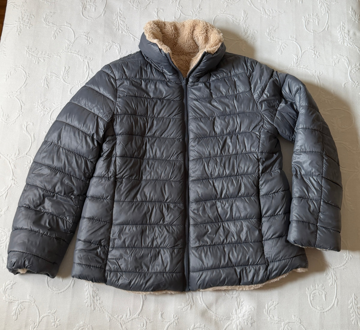 Chaqueton azul acero reversible pelo