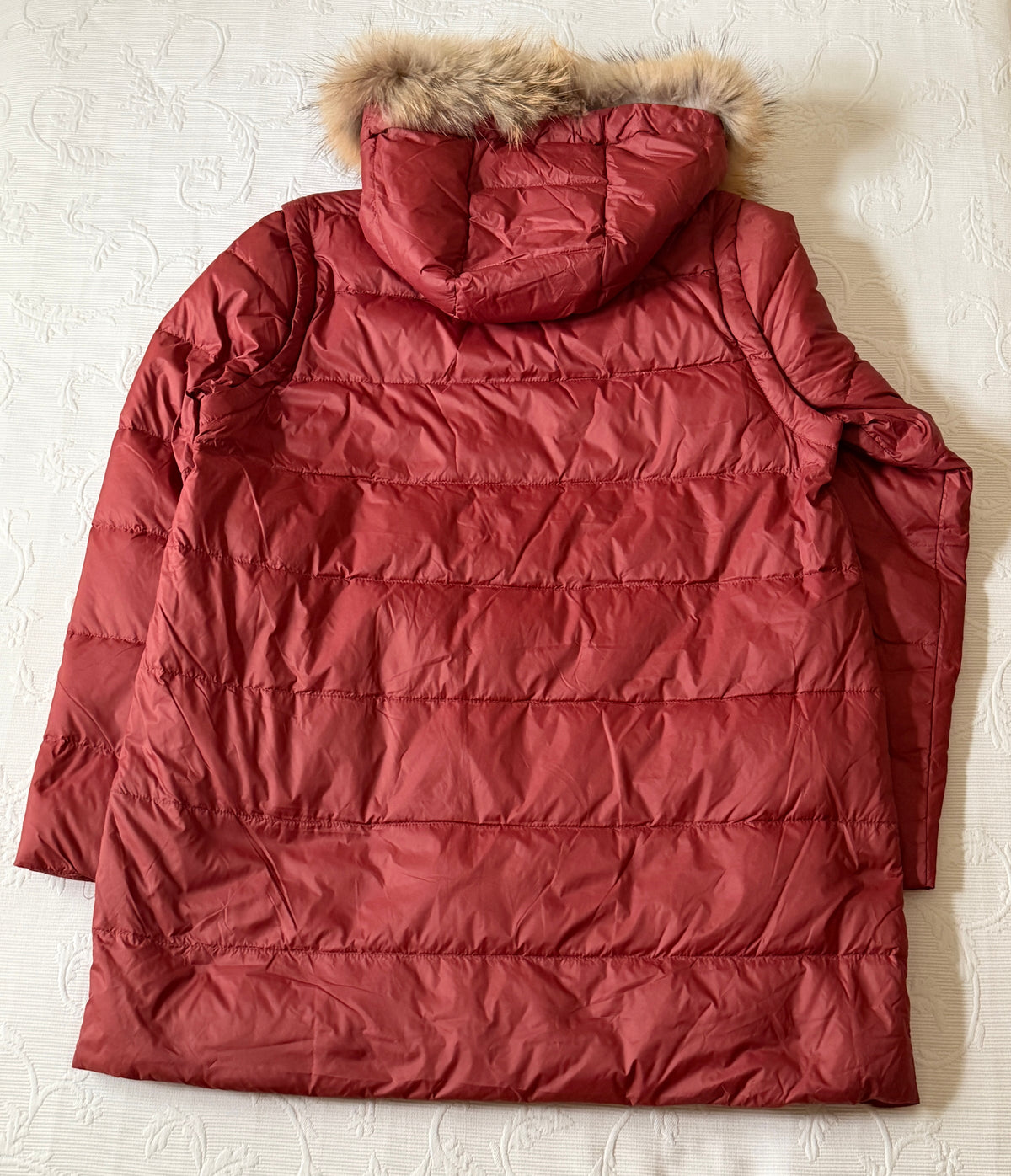 Doudoune multifonction en duvet couleur cerise