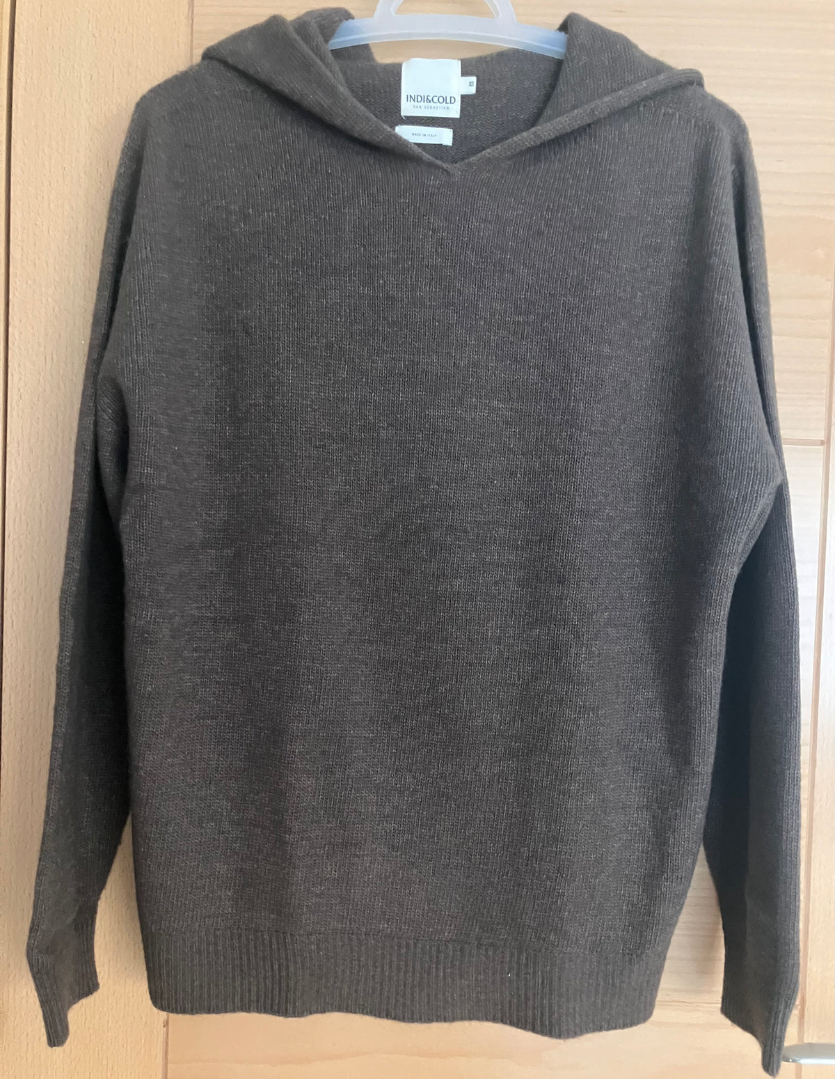 Pull en maille sport à capuche marron