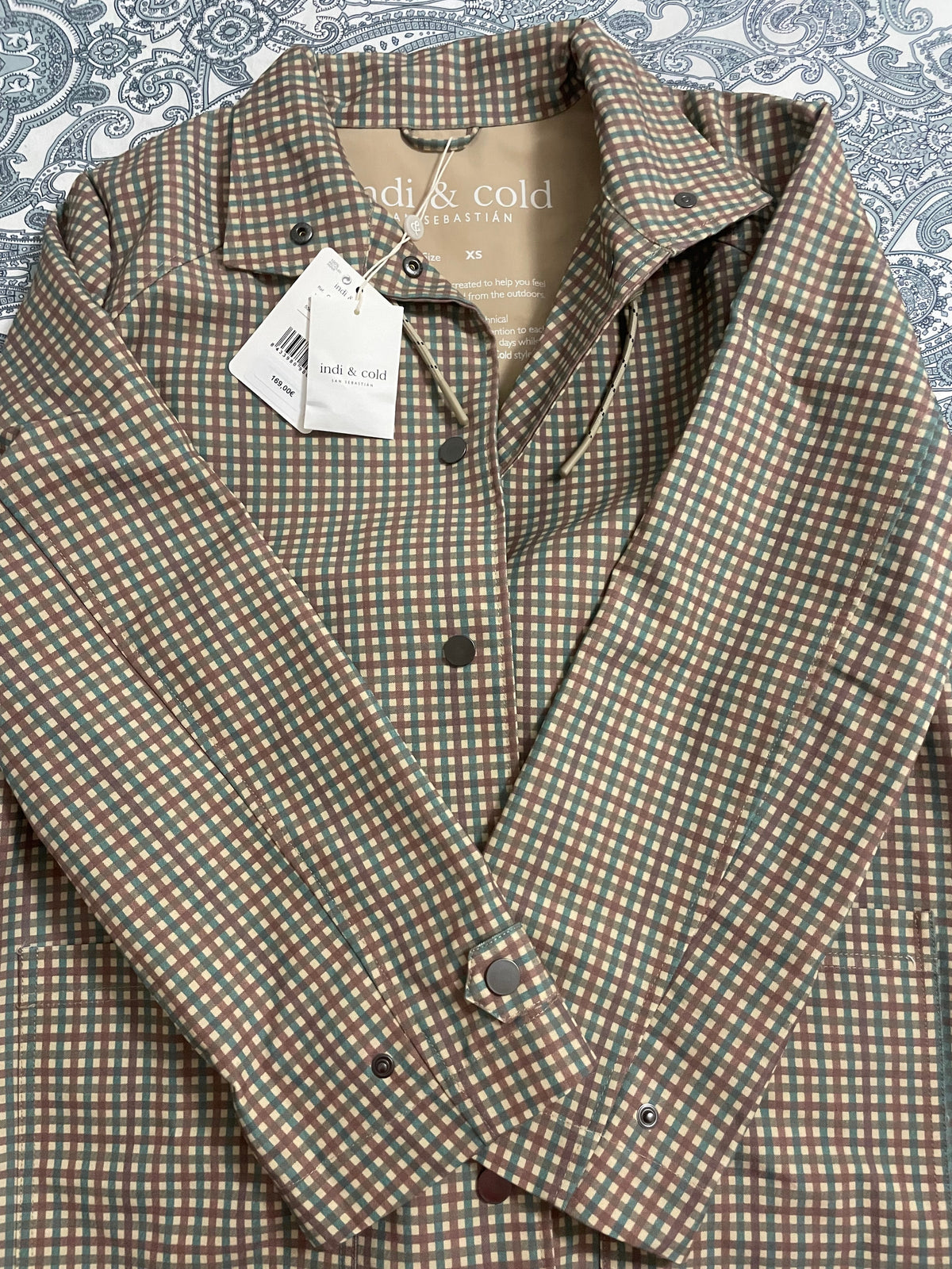 Checked trench coat