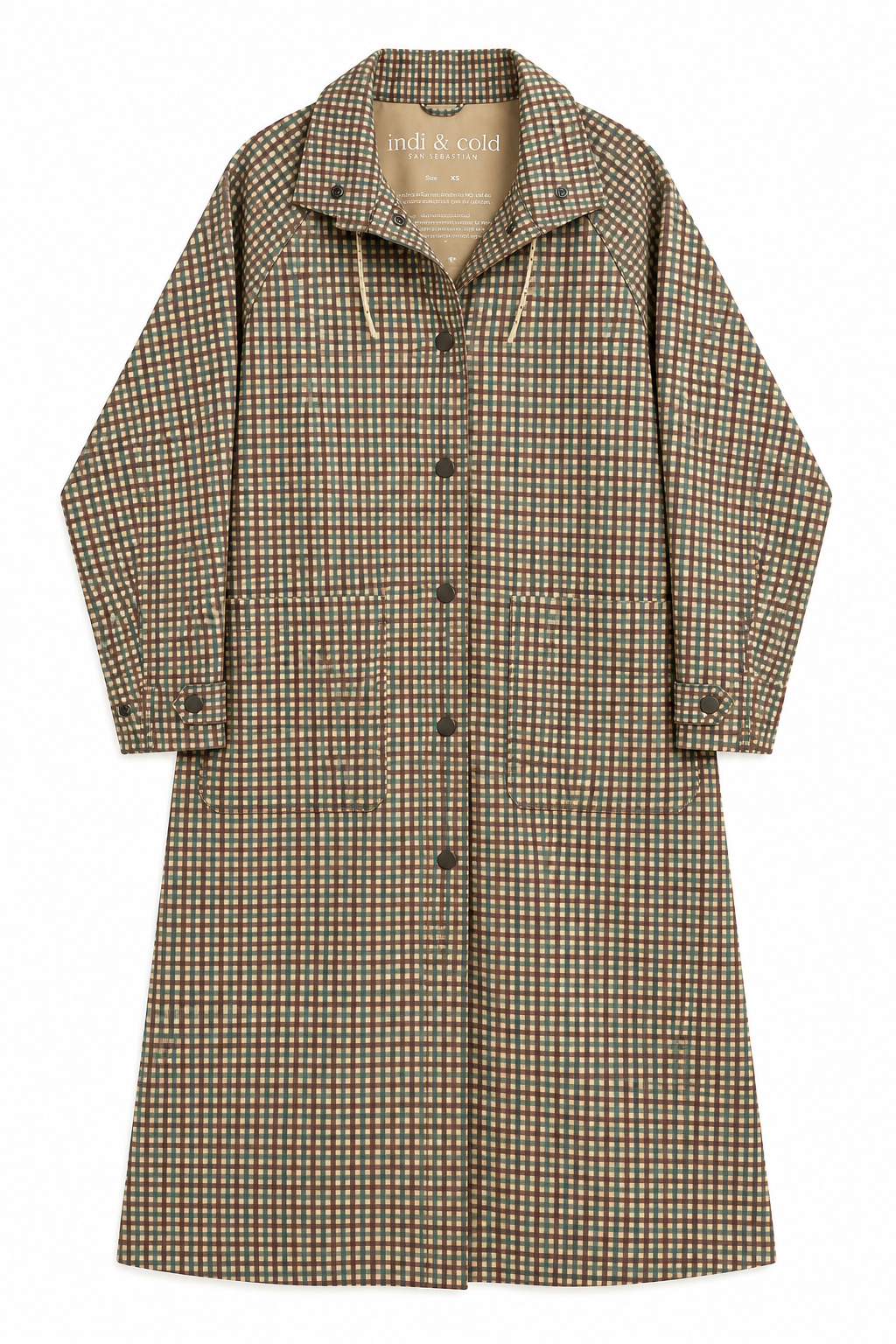 Checked trench coat