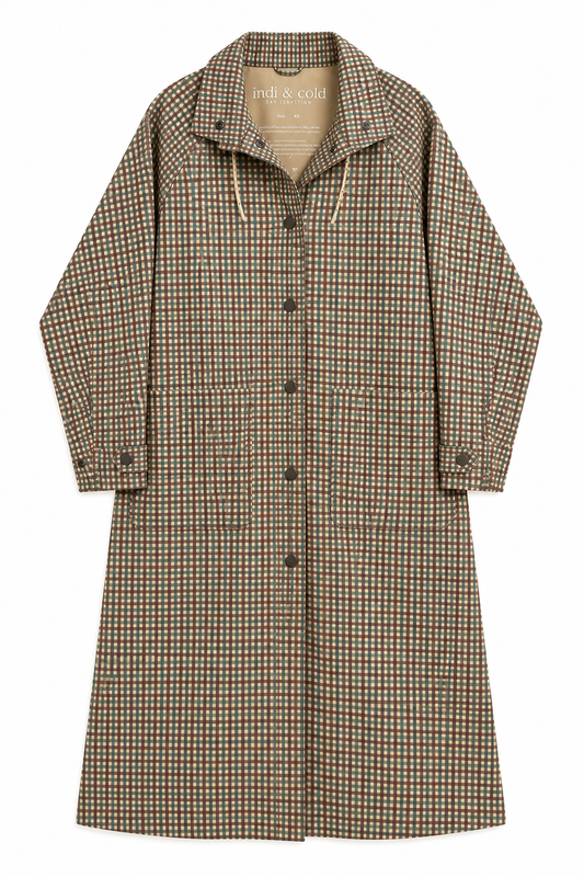 Checked trench coat