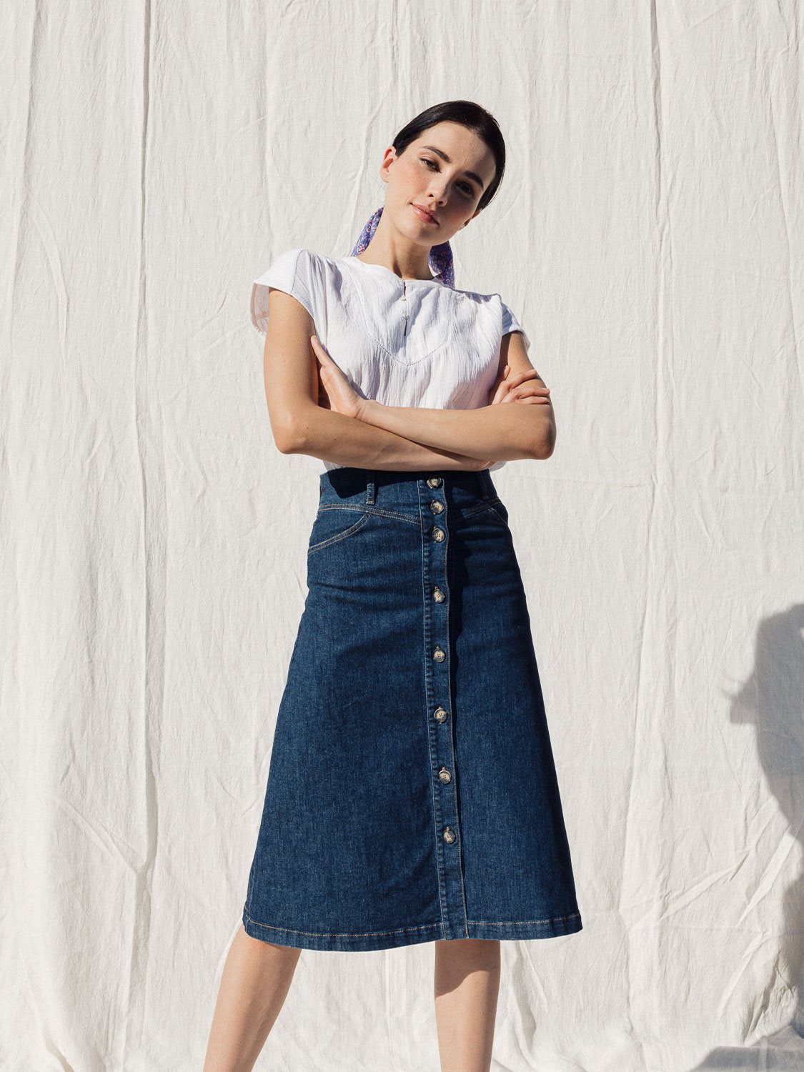 FALDA DENIM BOTONES