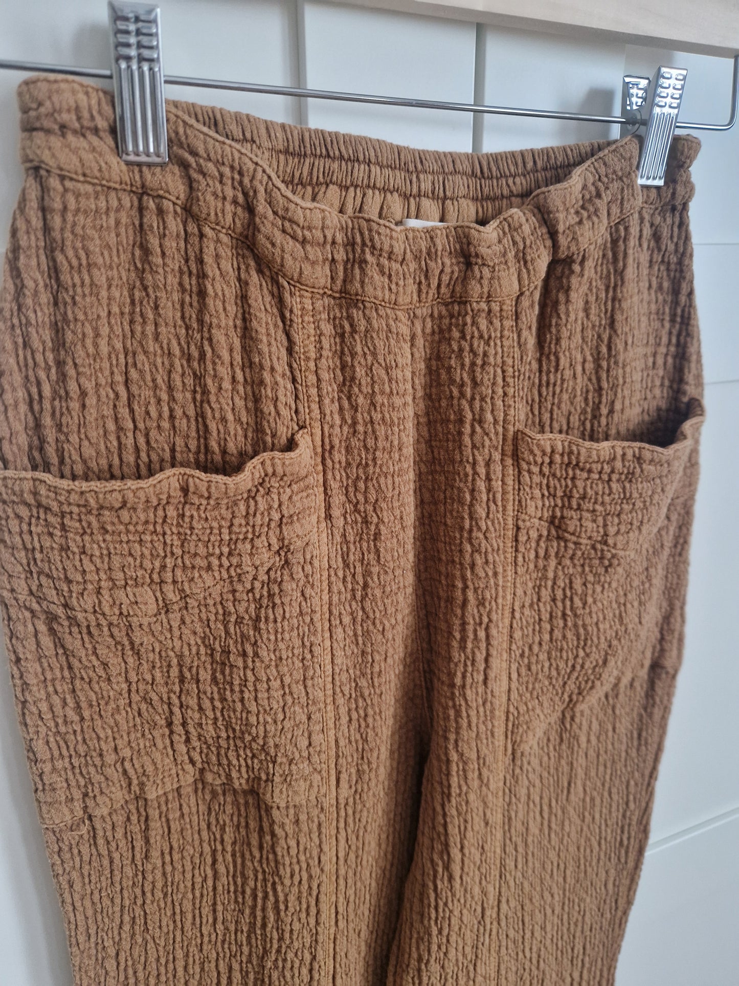 PANTALON EN DOUBLE GAZE DE COTON EFFET USÉ - COLLECTION TERRA