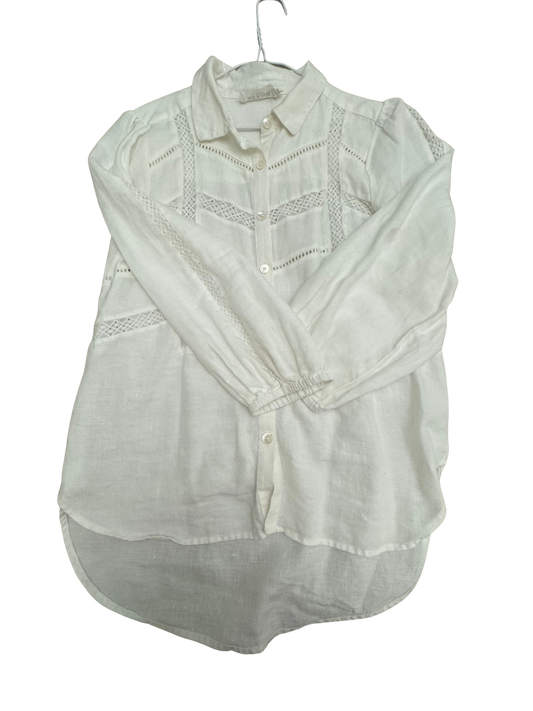 Camisa romántica de lino blanco