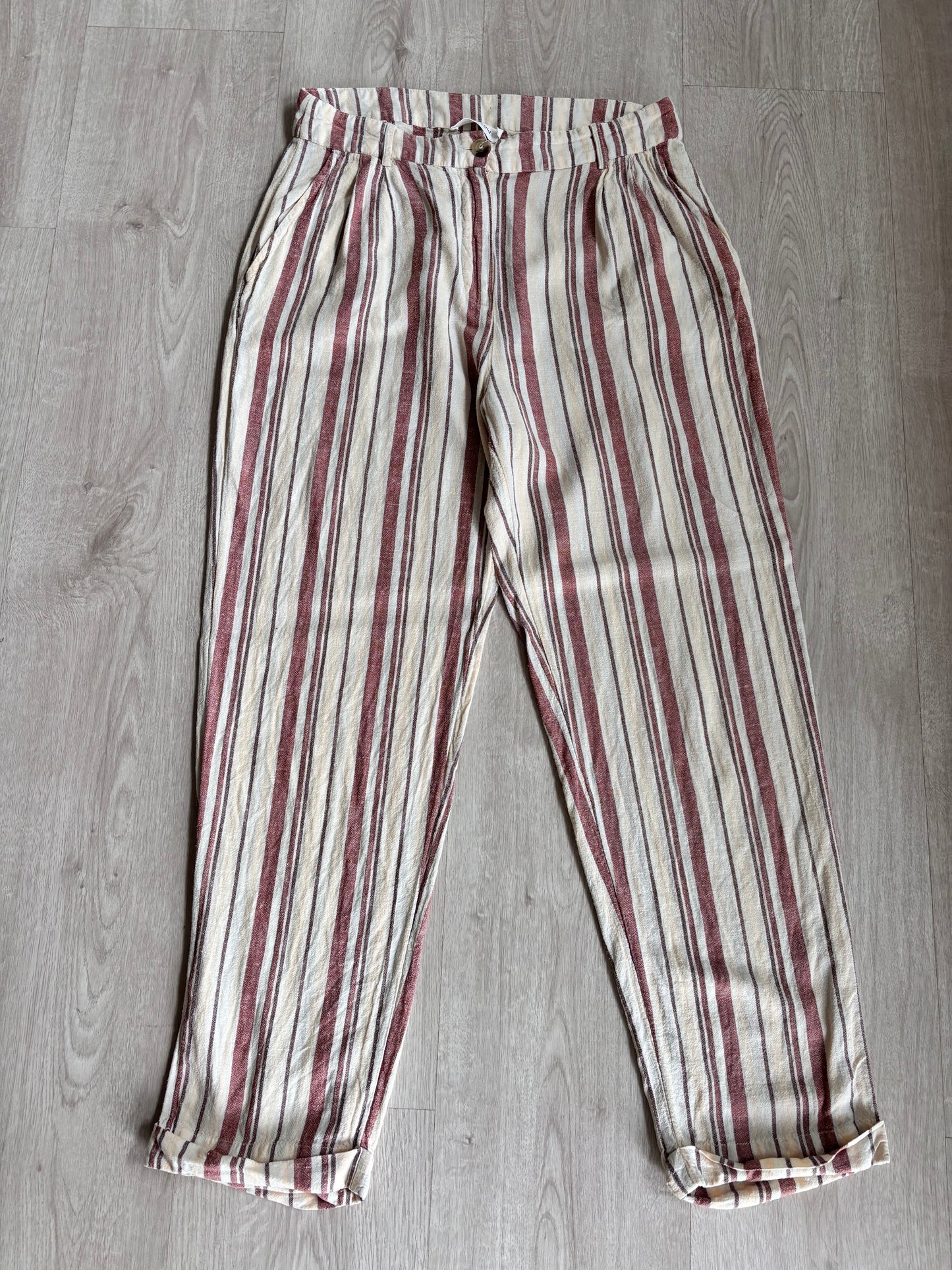 Striped linen/cotton/viscose trousers