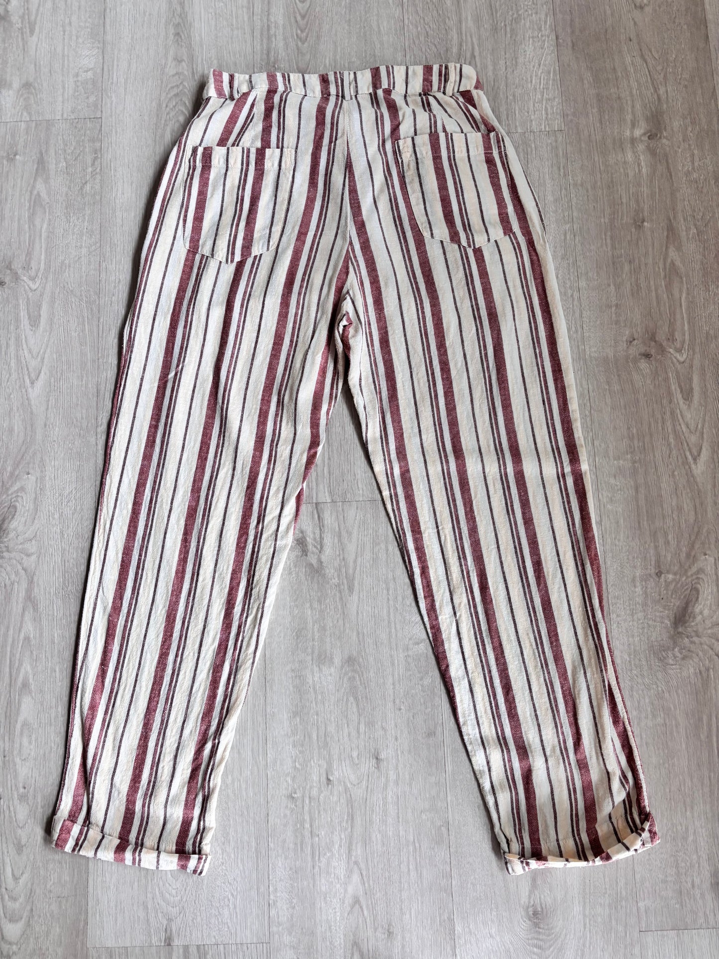Striped linen/cotton/viscose trousers