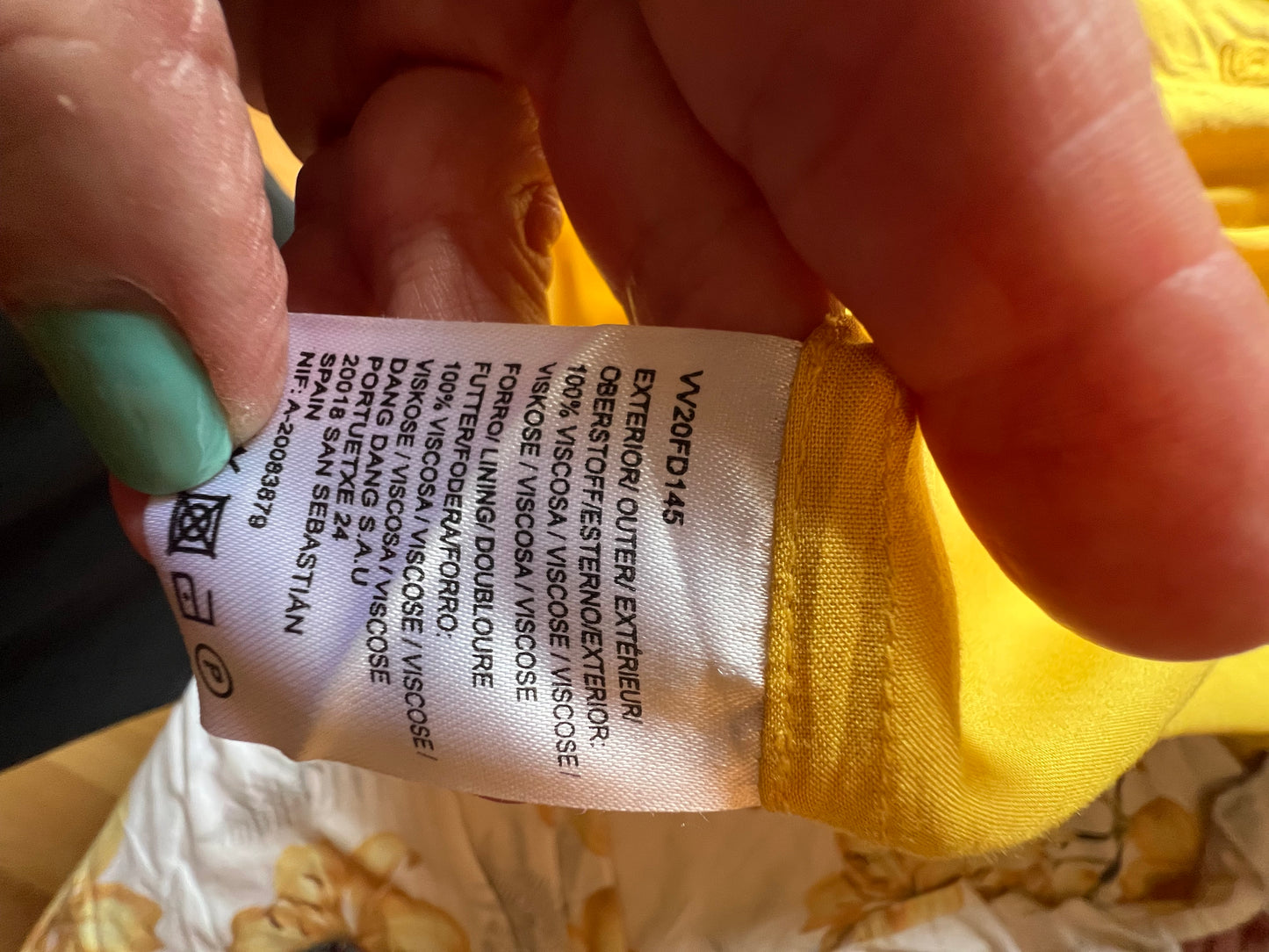 Mustard-colored embroidered dress