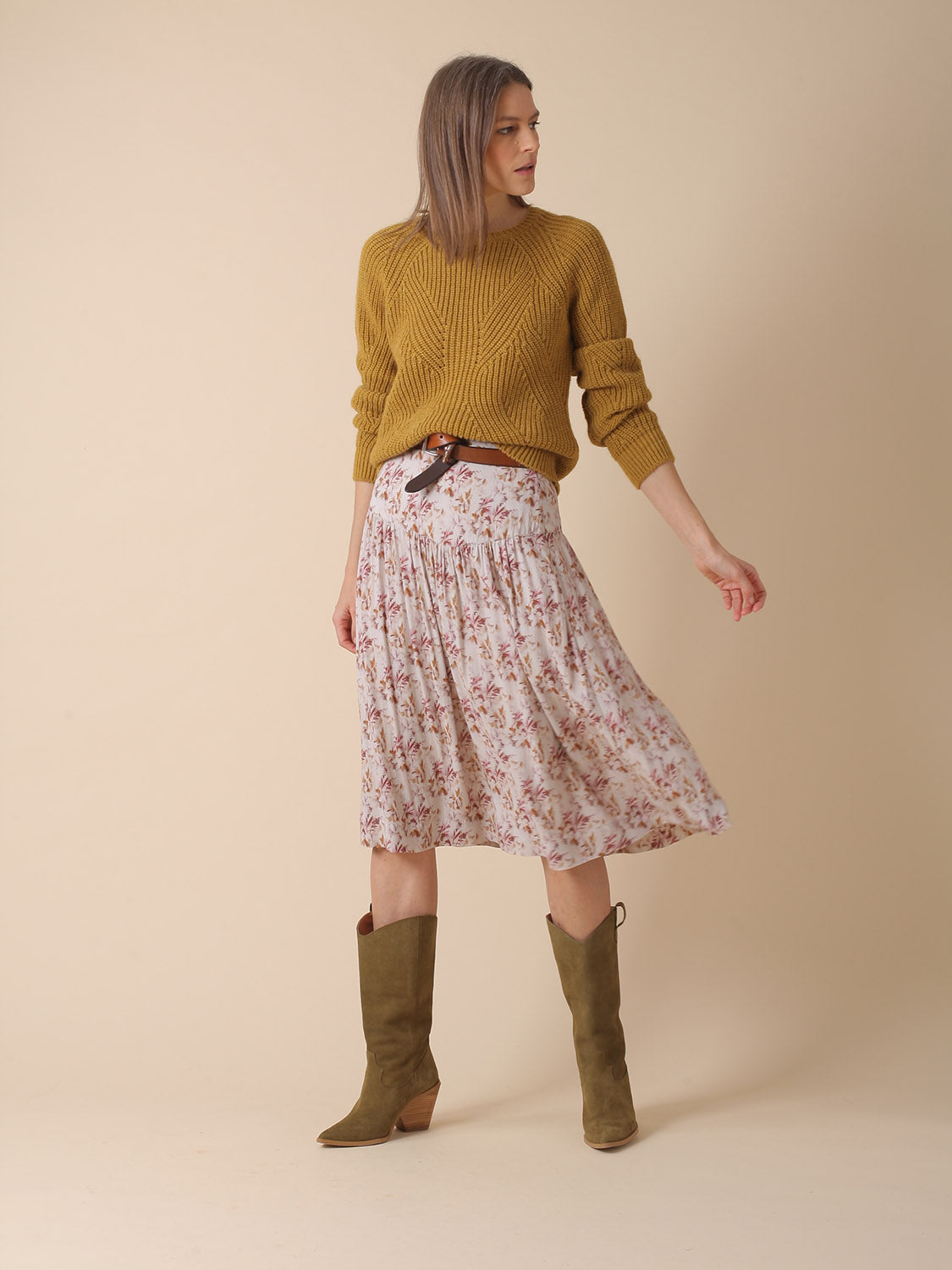 FALDA PRINT FLORAL EN VISCOSA ECOVERO