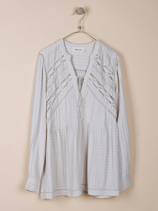 BLUSA LARGA EN VISCOSA CON PUNTILLA