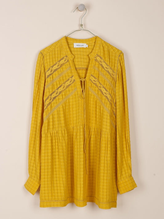 BLUSA LARGA EN VISCOSA CON PUNTILLA