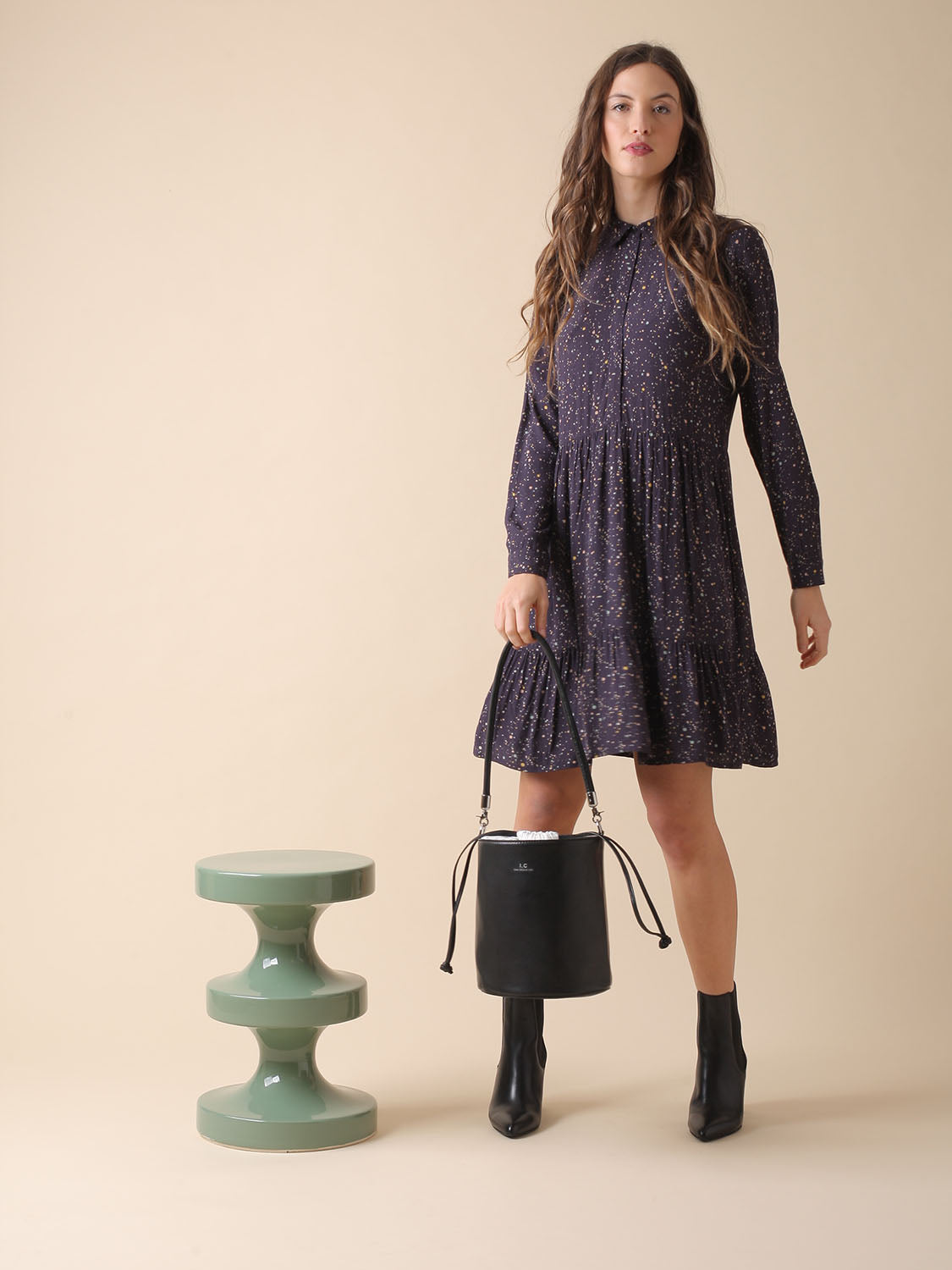 VESTIDO ELOISE EN TOPO MULTICOLOR