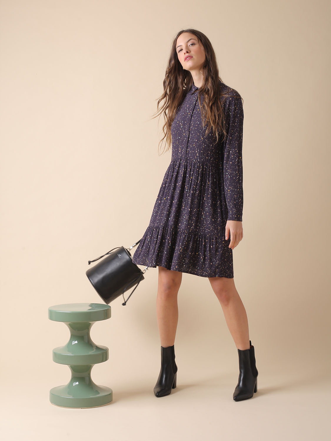 VESTIDO ELOISE EN TOPO MULTICOLOR