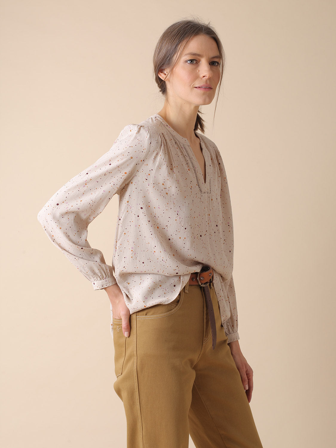 BLUSA KATY EN TOPO MULTICOLOR