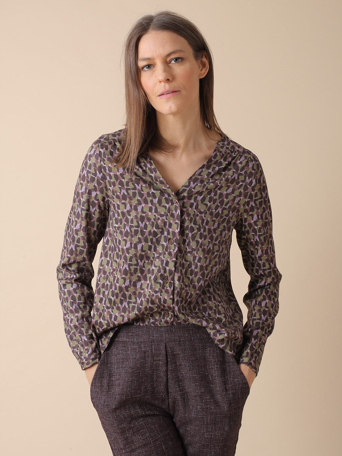 CAMISA ESTAMPADA EN VISCOSA STRETCH
