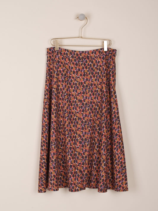 FALDA MIDI ESTAMPADA EN VISCOSA STRETCH
