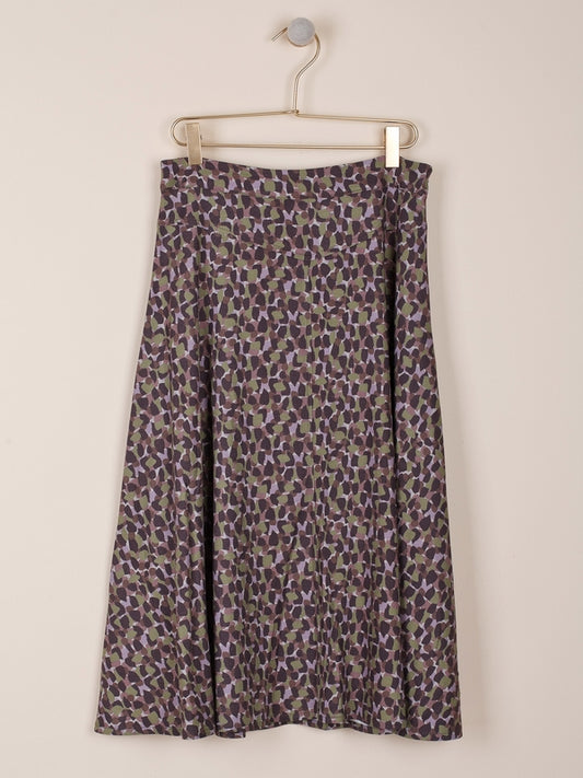 FALDA MIDI ESTAMPADA EN VISCOSA STRETCH