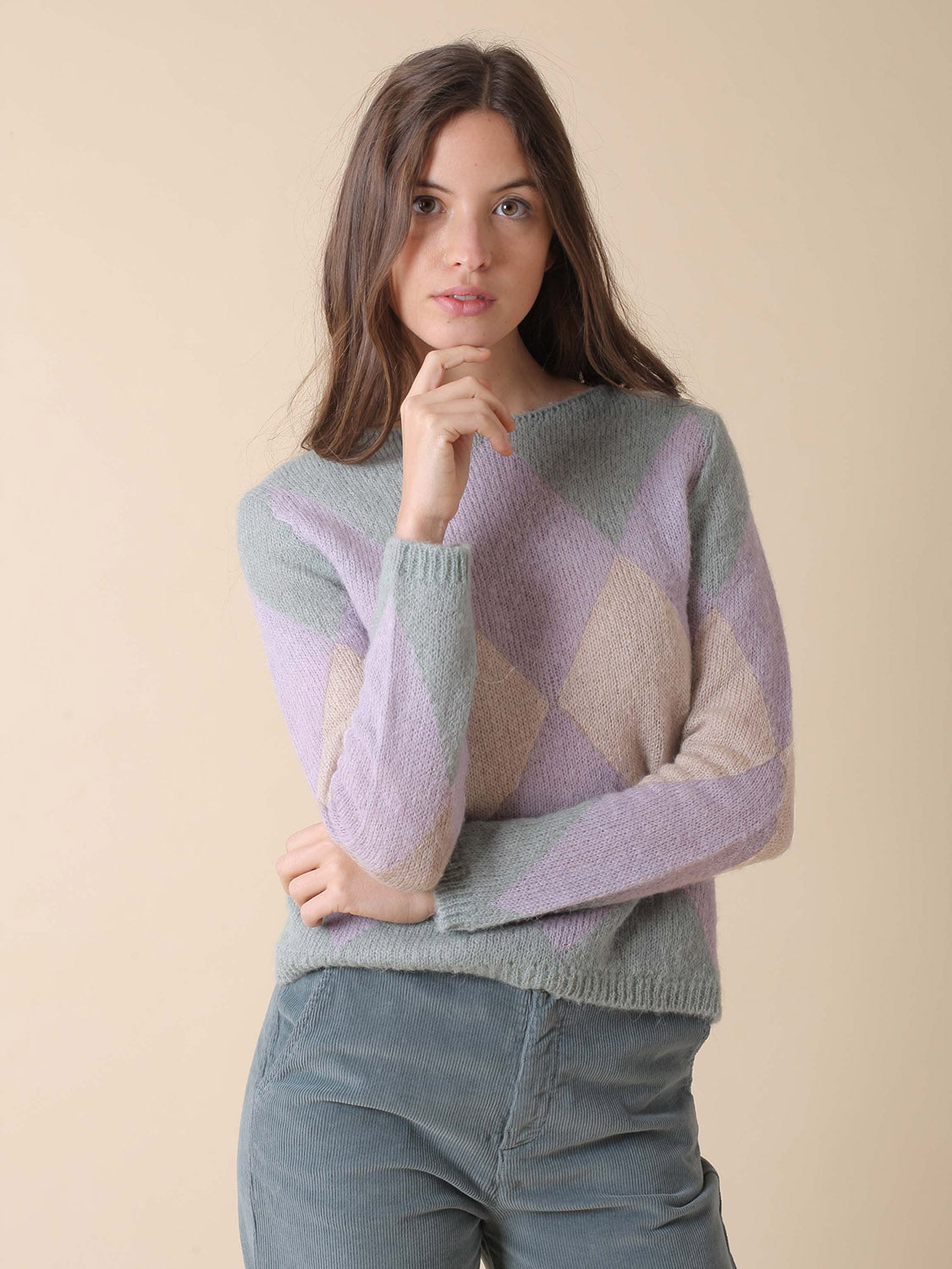 JERSEY ROMBOS MULTICOLOR CON ALPACA