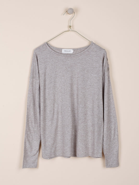 CAMISETA CUELLO PICO EN PUNTO MELANGE